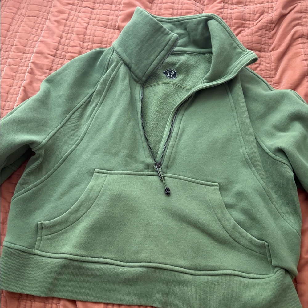Lululemon green foliage half zip funnel neck hoodie